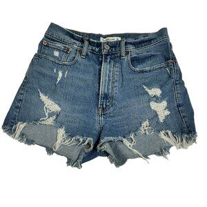 Abercrombie & Fitch Curve Love High Rise Denim Short, Medium Destroy, Size 26